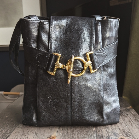 🇫🇷 RARE 1980s Luxury Texier ⚫ Leather Ring Buckle Crossbod Shoulder Bag France - Picture 1 of 16